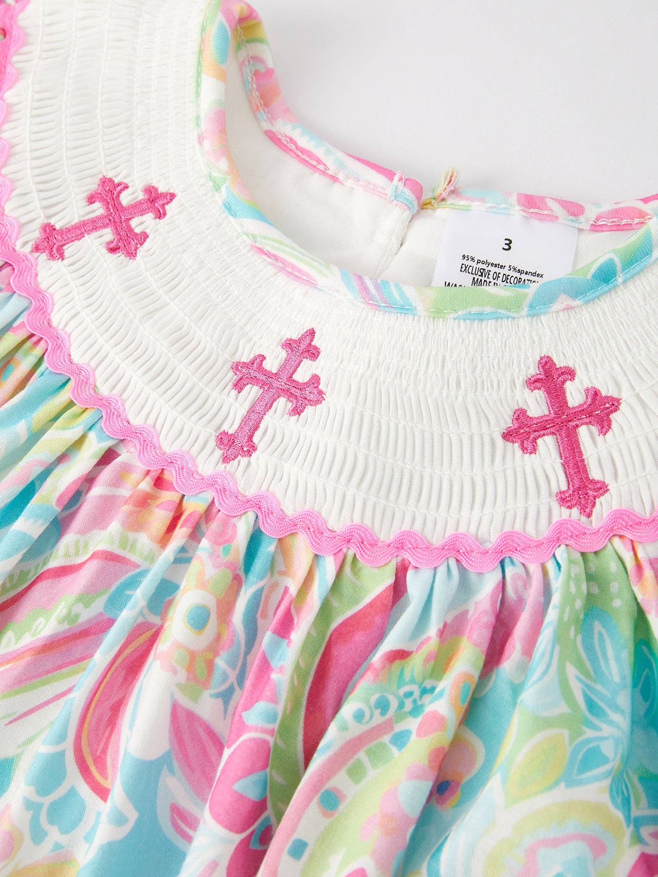 Rylee Faith Designs - Wholesale Dress - Baby - Easter Cross Smocking Embroidery Baby Girl Dress7