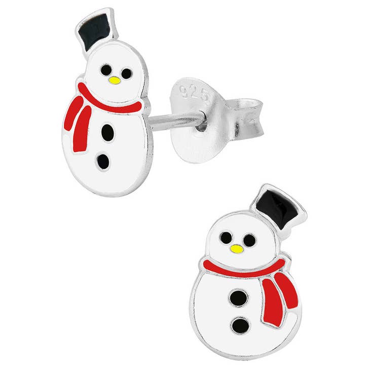 Sterling sølv søde røde snemand Stud Øreringe for engroshandel hos Penny & Piper