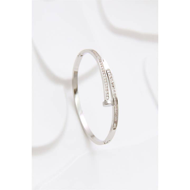BELLISSIMA BIJOUX - Wholesale Bangle Bracelet - Glamorous Stainless Steel Strass Bangle Bracelet2