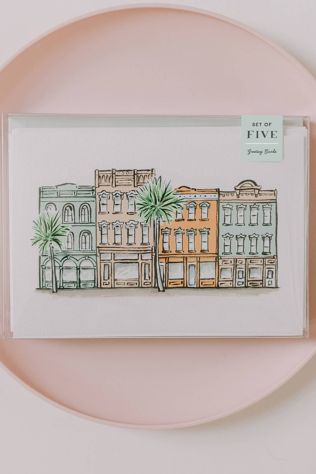 Texture Design Co – Engroshandel Hverdagshilsen kort – Sherbet malede gader: Downtown Foldet Lykønskningskort1