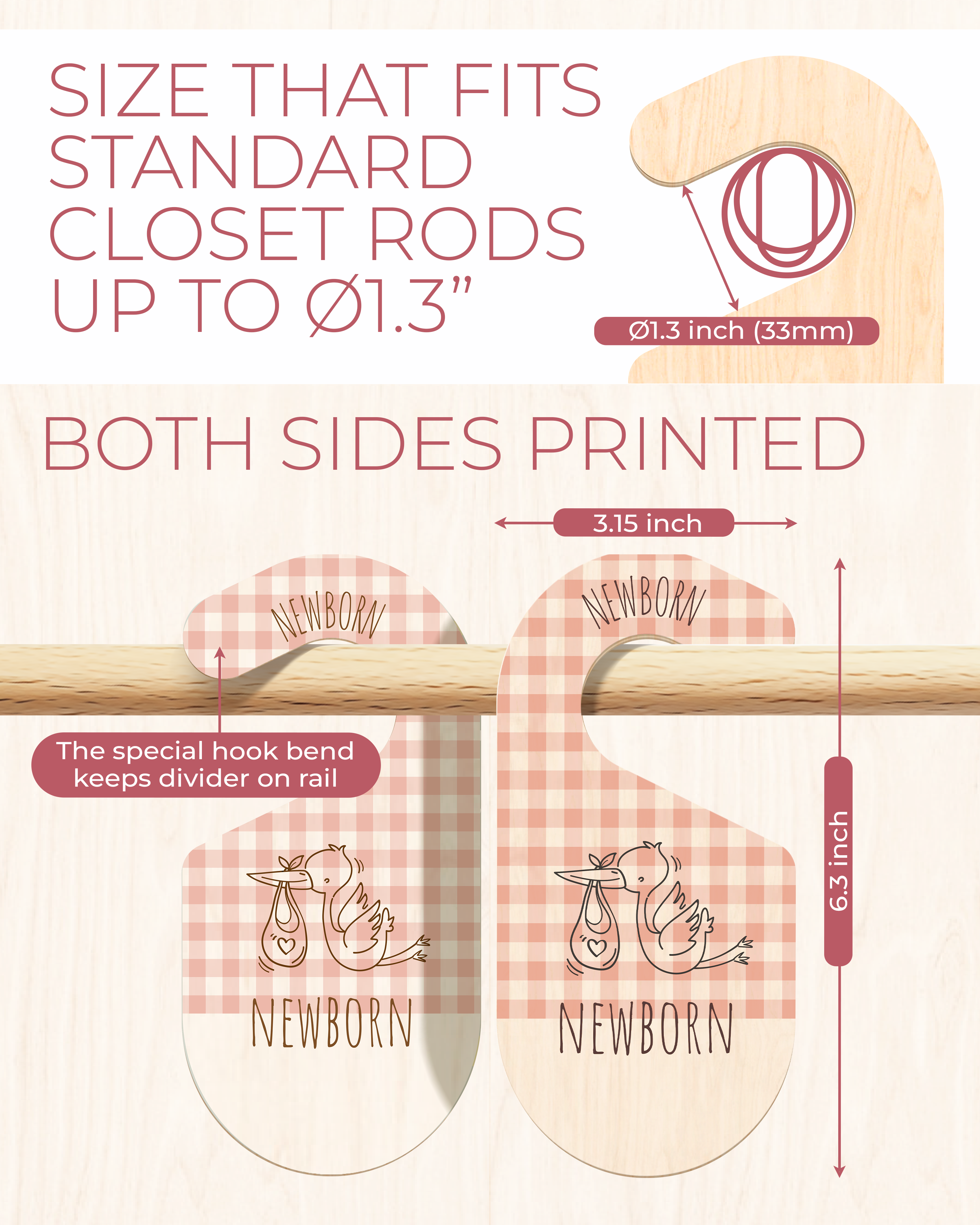 Leib Games - Wholesale Clothes hangers - Wooden Baby Closet Dividers, Baby Nursery Closet Organizers2