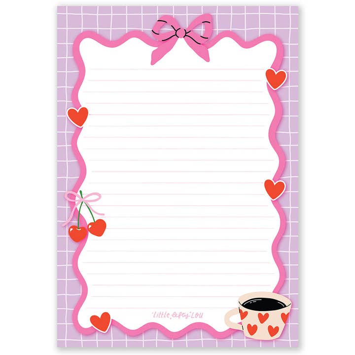Little Lefty Lou - Wholesale Notepad - A5 Cherry Love Notepad Double Sided1