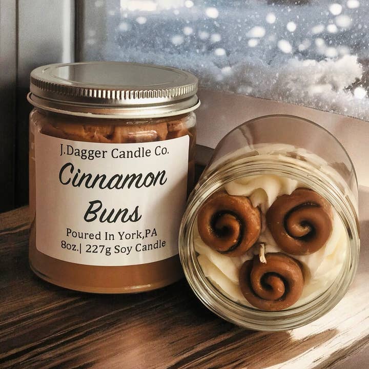 J Dagger Candle Co. - Wholesale Jar/Filled Candle - 8oz. Cinnamon Buns Dessert Soy Candle