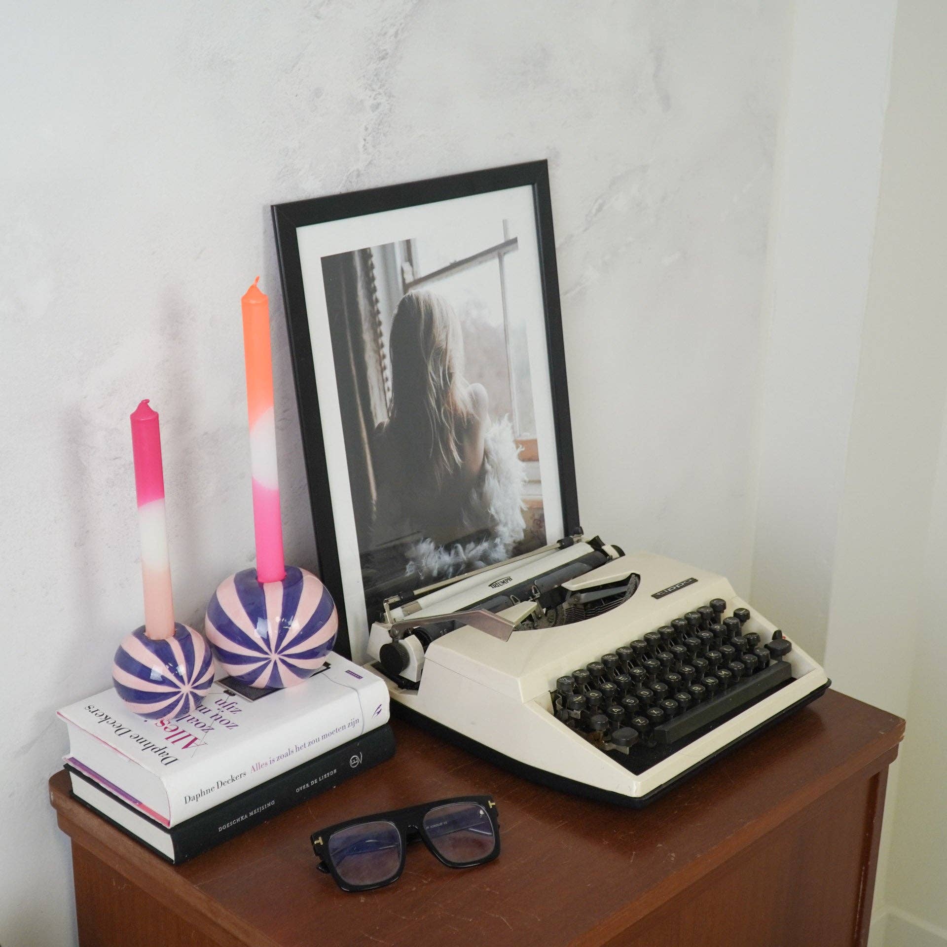 Housevitamin bv – wholesale Candle holder – Candle holder - Flower Vase Swirl - Blue/Pink - 10x10x10cm2