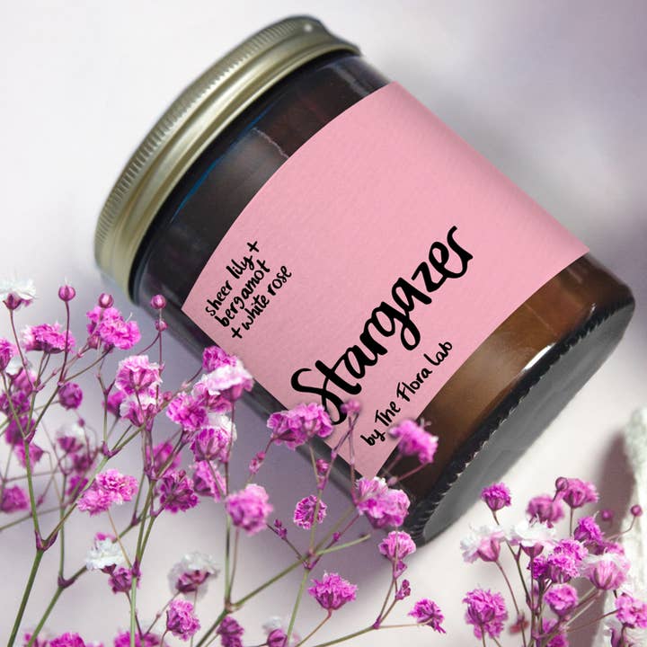 The Flora Lab | Hand Poured Natural-Wax Candles - Wholesale Jar/Filled Candle - Stargazer Pink Floral Candle | Mother's Day Candle GIft