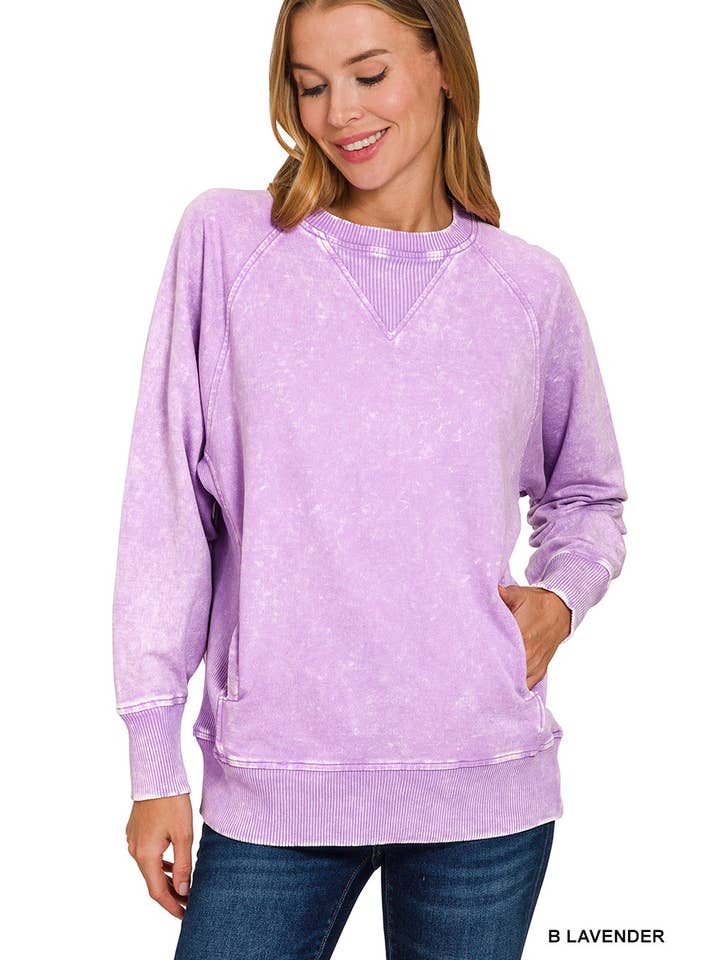 Vanilla Monkey - Wholesale Sweatshirt - Women's - Acid Washed French Terry Pullover With Pockets9