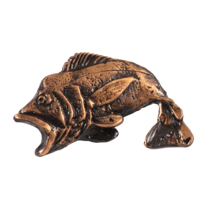 Creative Pewter Designs – wholesale Nål och knapp för kavajslag – Påfågel Bas fisk hoppande tenn Lapel Pin eller Magnet F0953