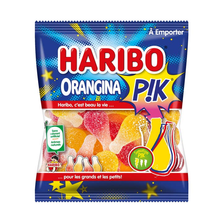 123bonbon – Großhandel Weingummi – HARIBO - Orangina Pik - Beutel mit 120 g