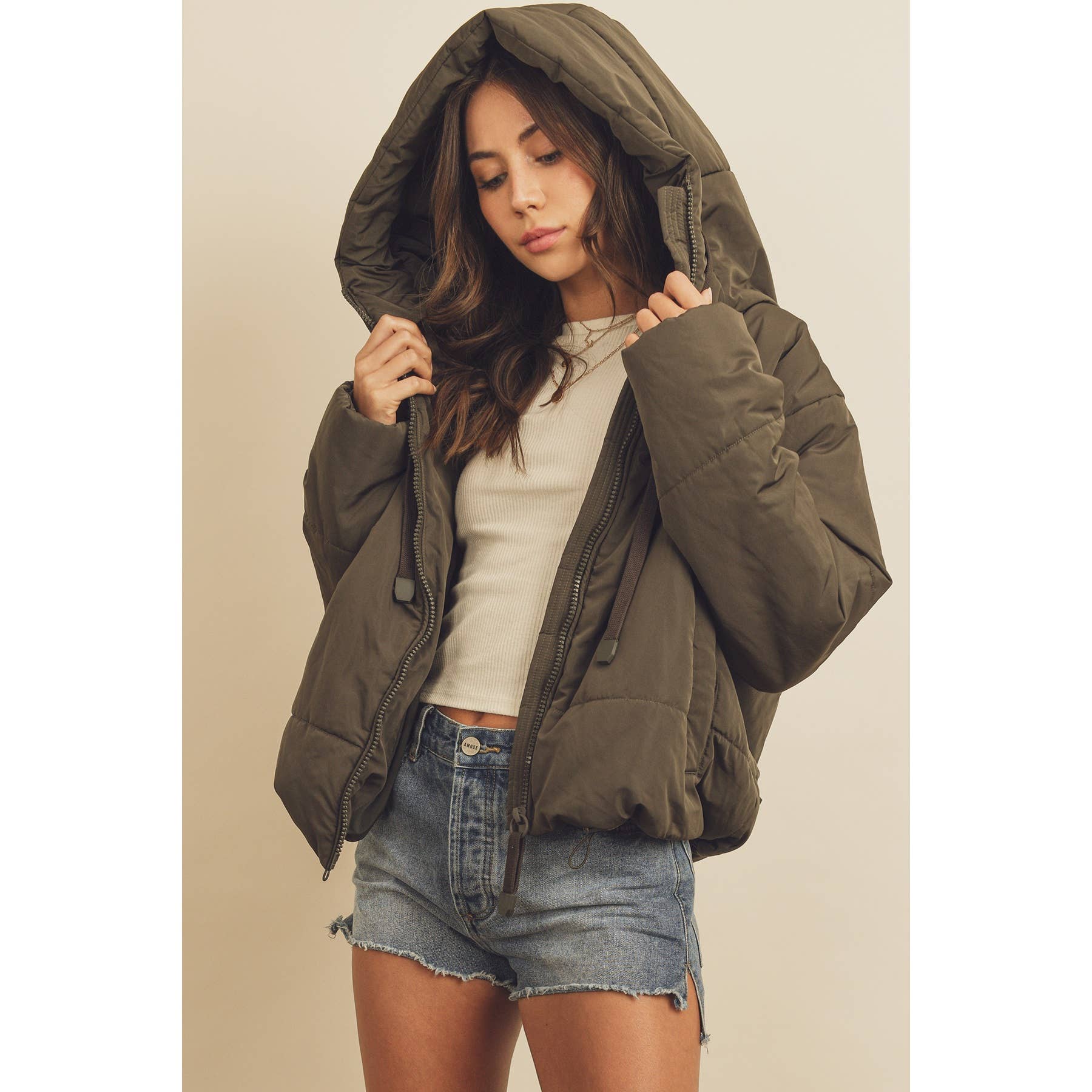 Dress Forum - Vente Doudoune – femme - Doudoune à capuche avec cordon de serrage FJ442419