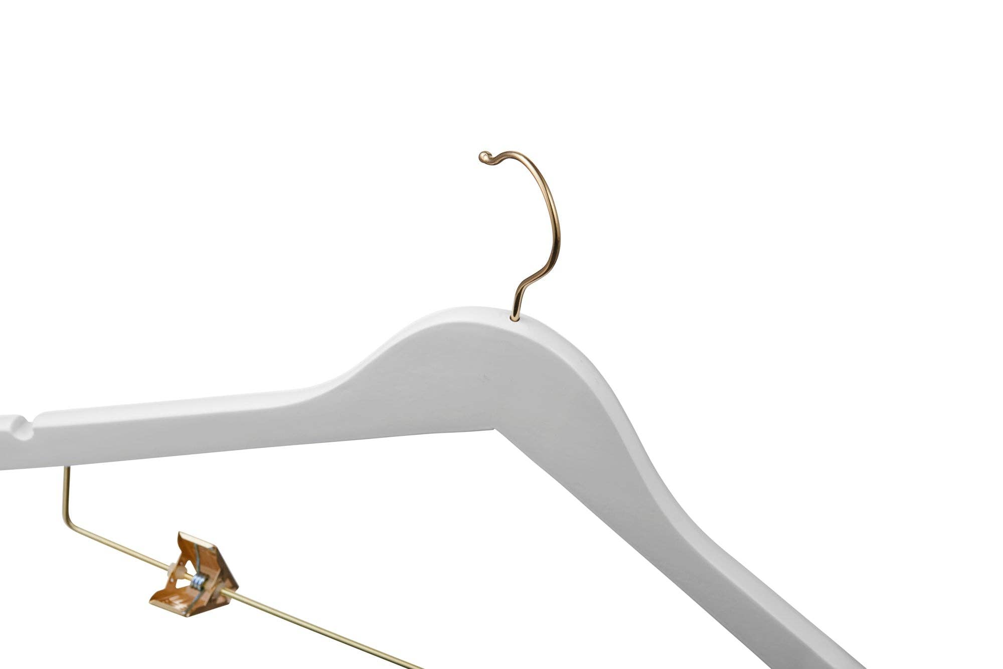 DEILSY – Cabides por atacado – Cabides de Madeira Branca com Presilhas (4 Unidades por Embalagem)7