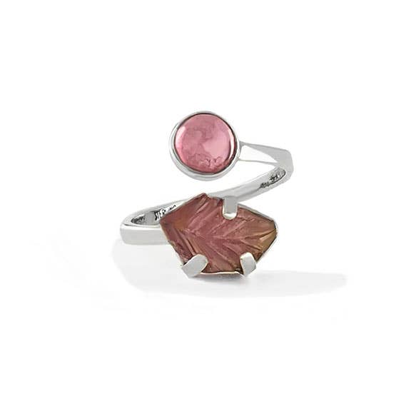 Great Falls Jewelry - Wholesale Cocktail/Statement Ring - Carved Tourmaline Leaf Adjustable Wrap Ring + More Colors2