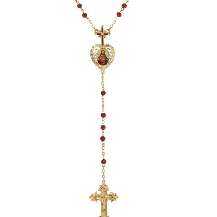 Symbols Of Faith Sacred Heart of Jesus Crucifix Rosary 21" for wholesale by 1928 Jewelry