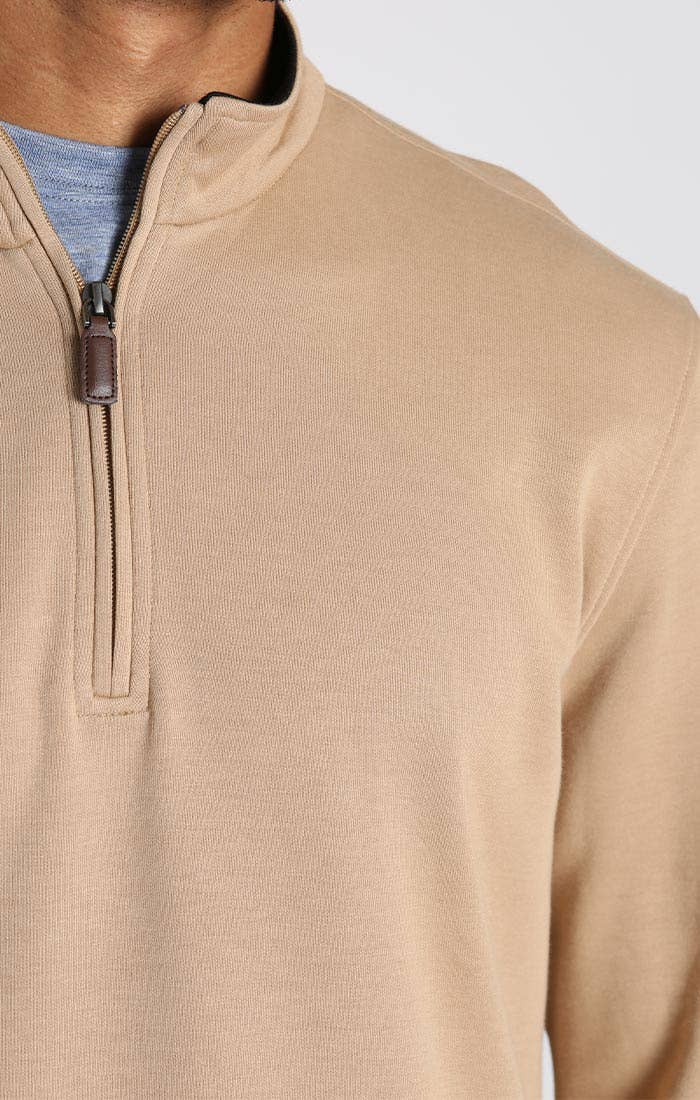 Wholesale Cotton Modal Blend Quarter Zip - Camel for your