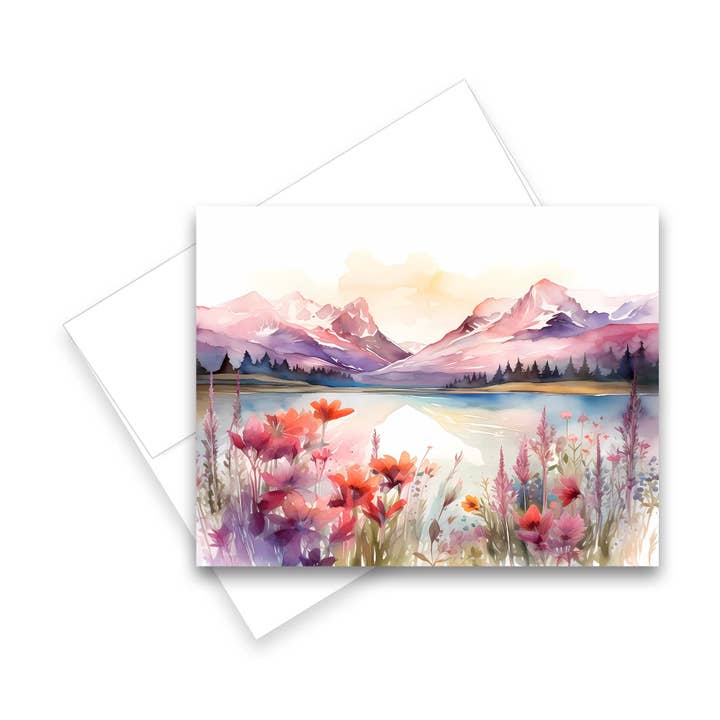 Mountain Landscape Notecard - Set of 1 or 4 - Greeting Cards for wholesale by Aria Rae