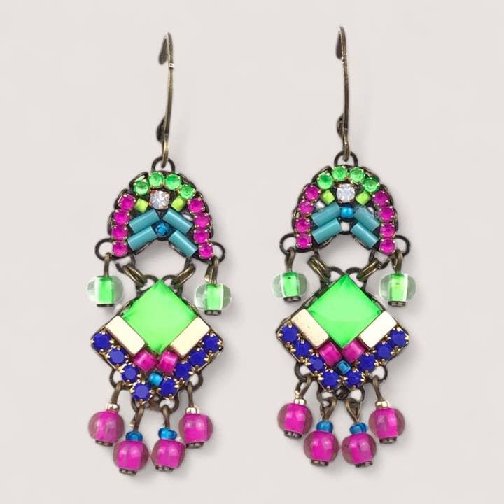 Handmade crystal earrings Fluor World for wholesale by melizijewelry