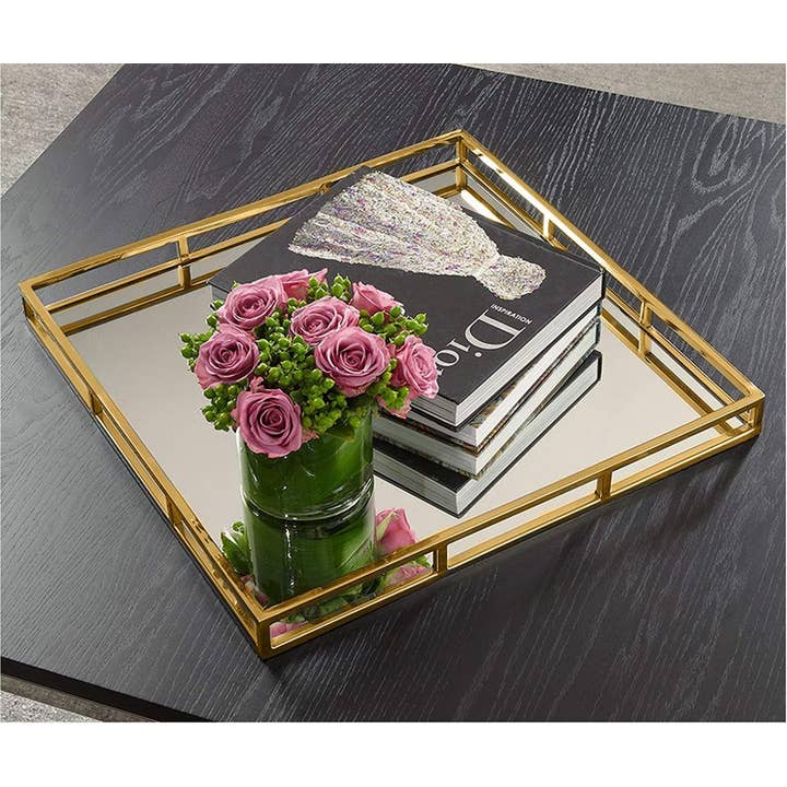 CLASSIC TOUCH DECOR INC. – wholesale Prydnadsbricka – 16 ”fyrkantig spegel bricka - guld