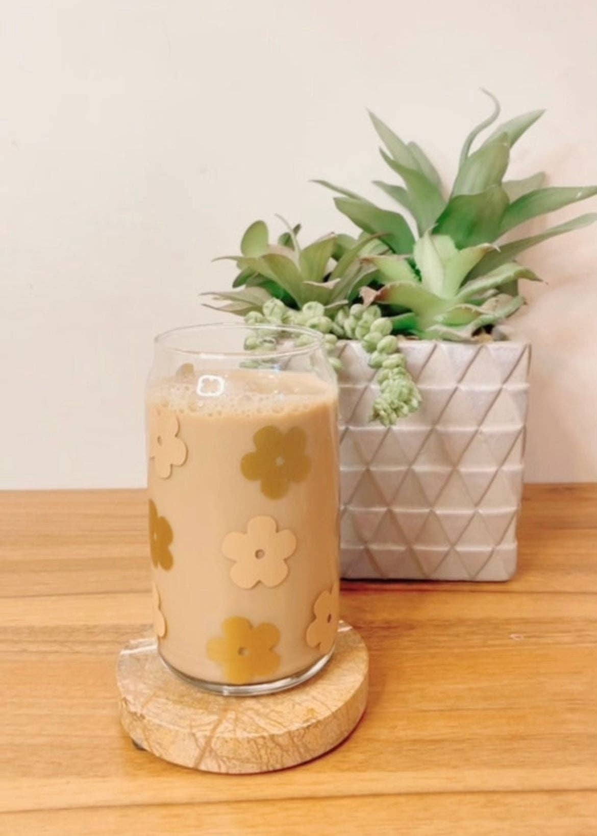 Pink pretty designs - Wholesale Drinkglas/beker - Daisy Flower glazen beker, bierglasblikje, frisdrank, koffiekopje2