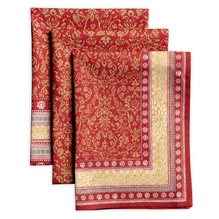 Kitchen Towels 100% Cotton - Fall - Set of 3 - Sofia for wholesale by Maison d'Hermine - Design in Every Thread