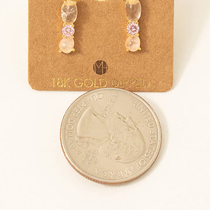 Fame Accessories - Vendita all'ingrosso Orecchini pendenti - Orecchini a bottone con triplo perno immerso in oro1