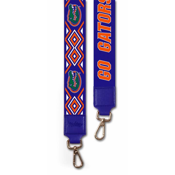 Florida Gators custom printed purse strap in royal and orange - 2" wide for wholesale by Desden