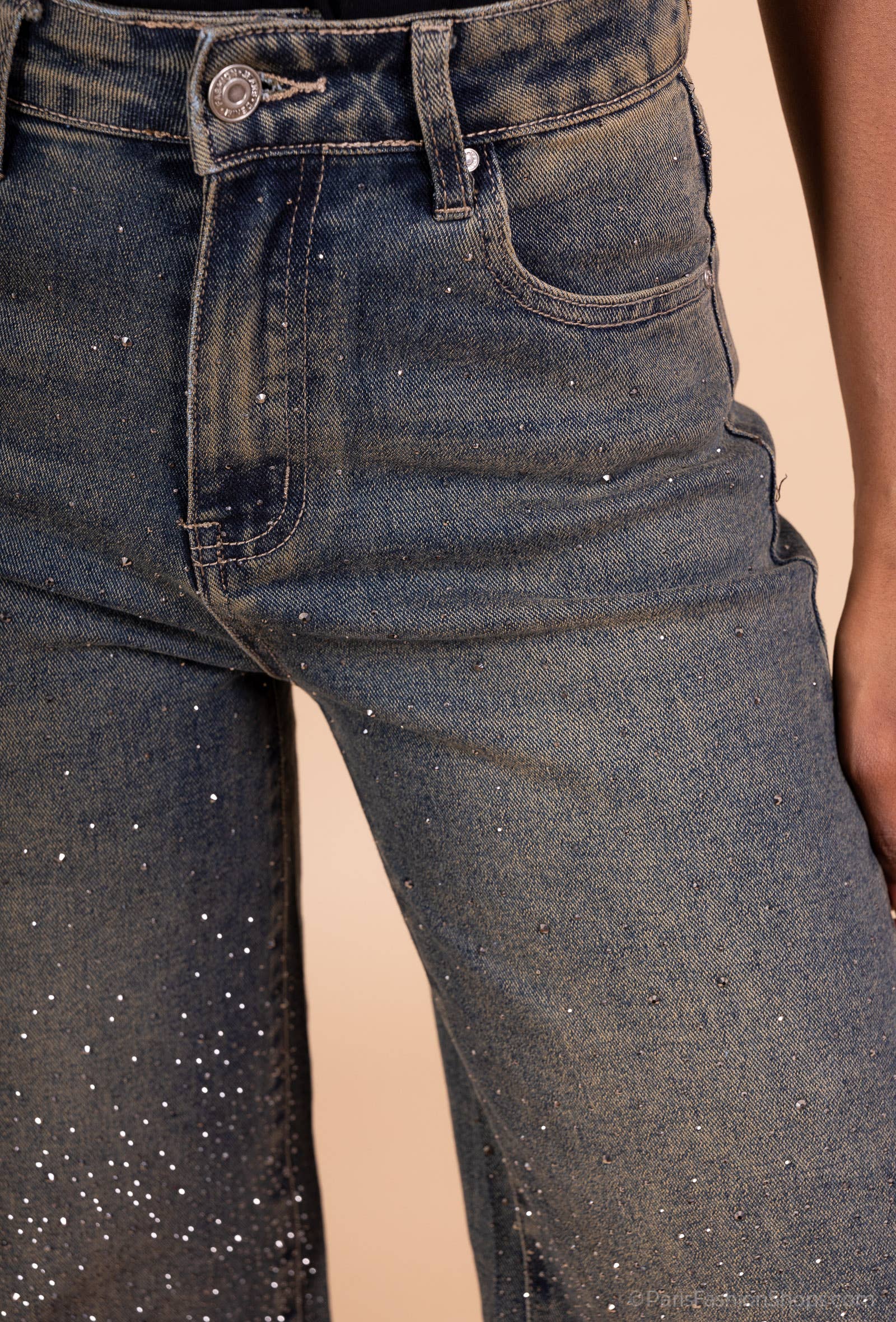 blå Vida jeans med strass G2362 för wholesale på Faire4