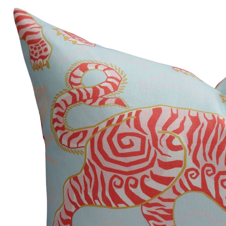 Post House - Wholesale Throw/Decorative Pillow - Tigers of Tibet Pillow in Aqua