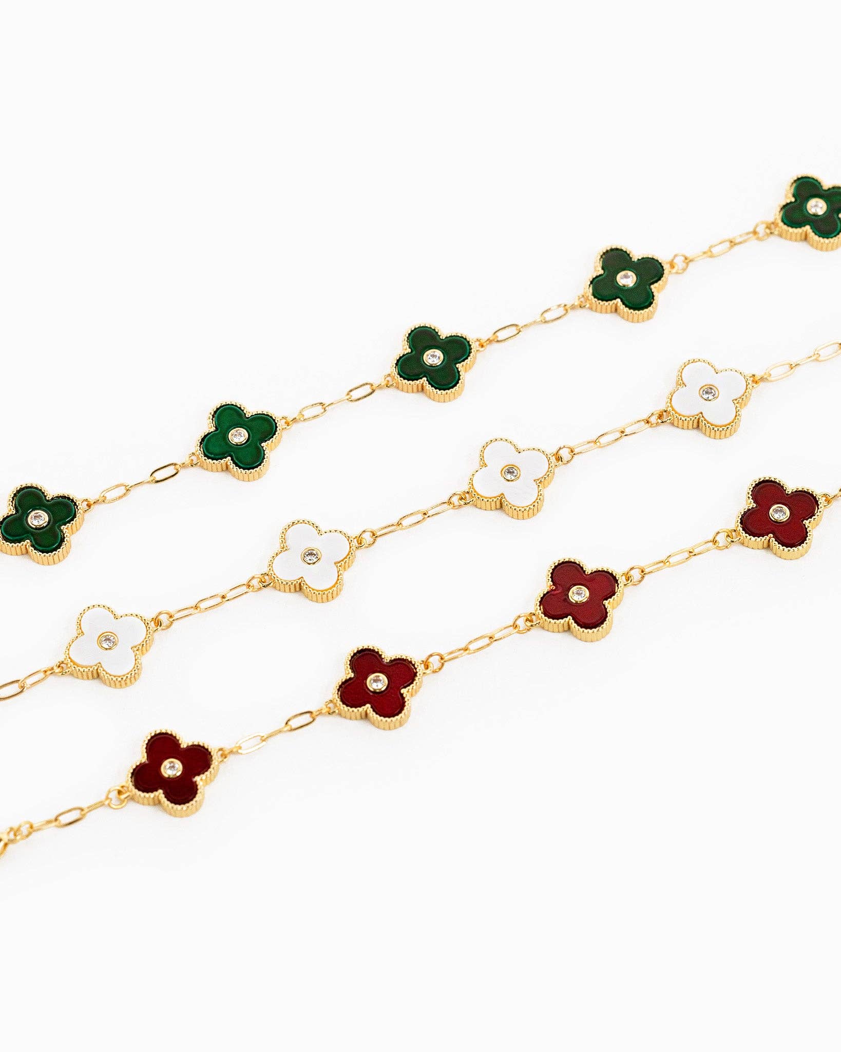 Sessori - Wholesale Charm/Dangle Bracelet - Single CZ MOP Clover Station Bracelet4