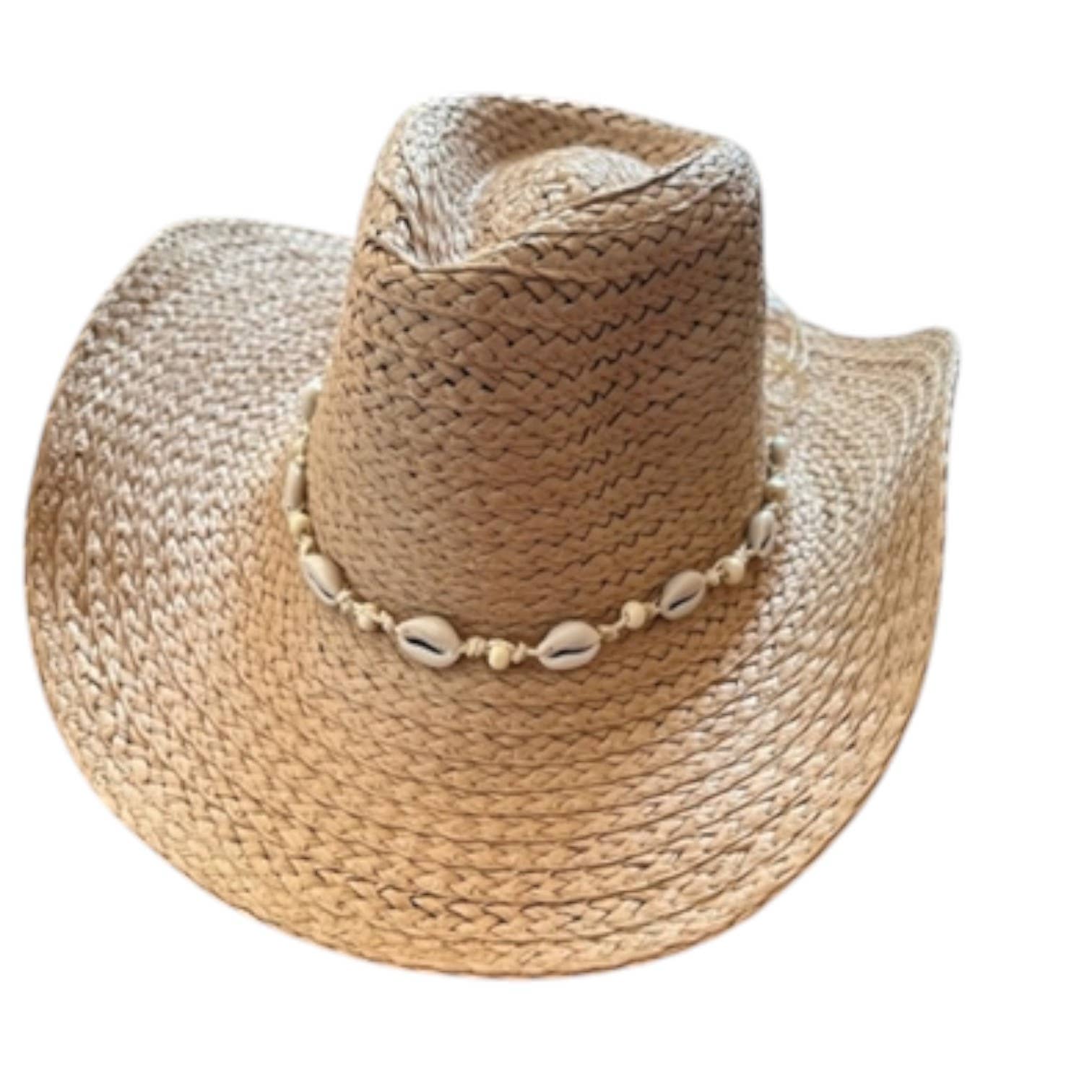 Portia Hat - Wholesale Cowboy Hat - Unisex - Cowrie Shell Trimmed Straw Cowboy Hat2