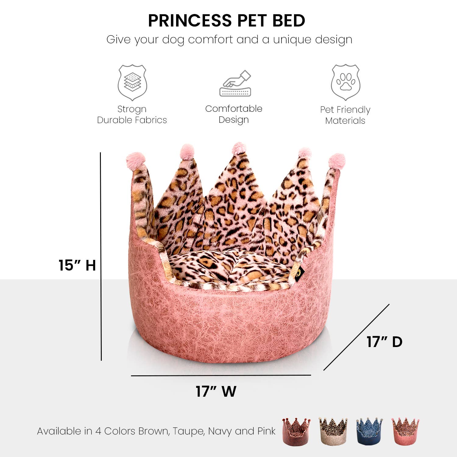 Precious Tails - Wholesale Pet Bed - Cat/Dog - Precious Tails Leopard Print Crown Pet Bed18