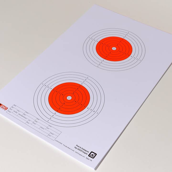 25 cibles EZ2C style 16 : cible de tir à l'air comprimé à 50 mètres en papier 11"x17" (25 unités) FABRIQUÉ AUX ÉTATS-UNIS pour la vente par EZ2C Targets