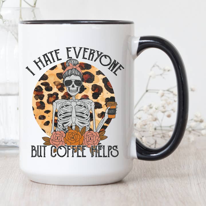 I Hate Everyone but Coffee Helps Mug for wholesale by RoziesDesigns