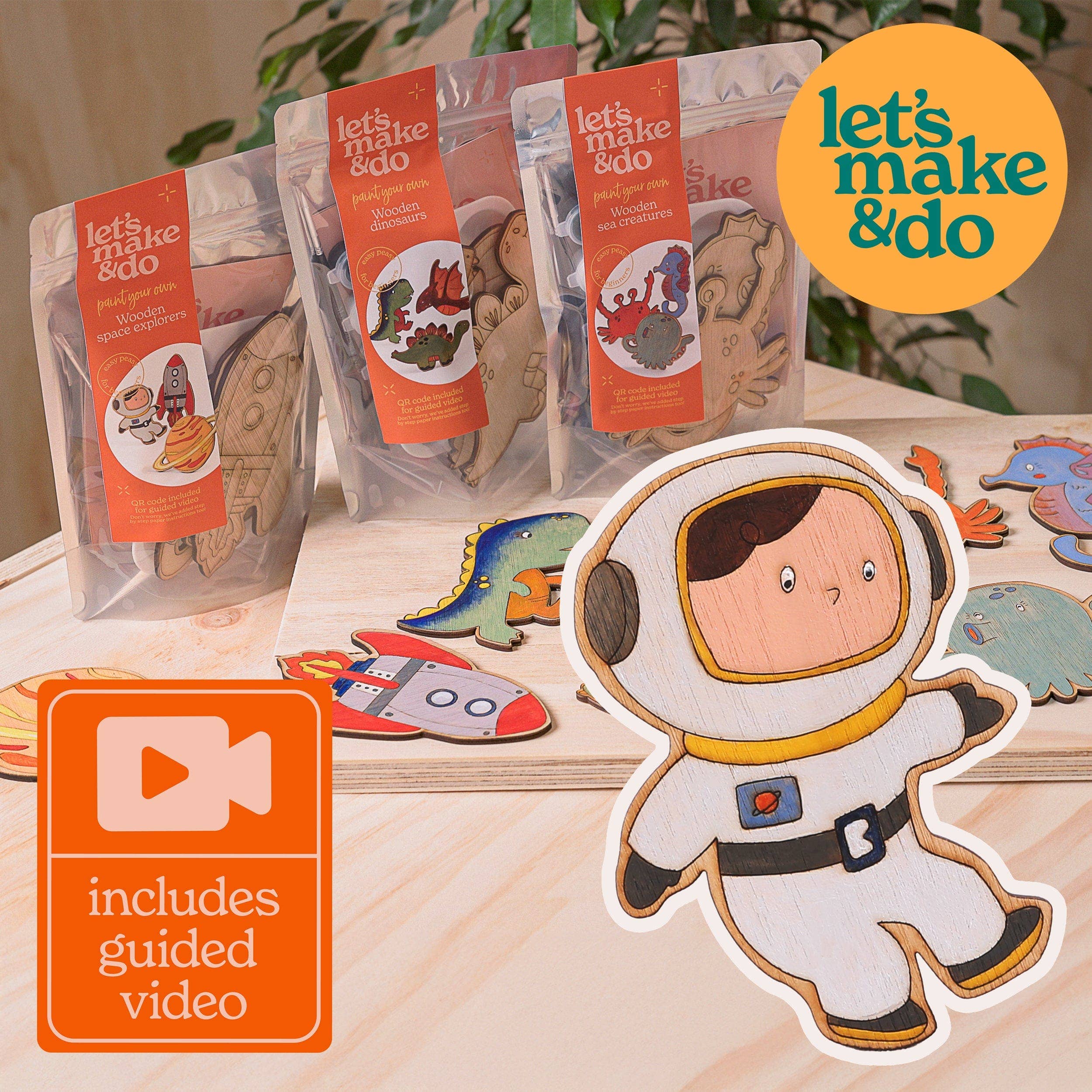 Let's Make & Do – wholesale DIY craft kit – Child – Paint Your Own Wooden Space Explorers Kit10