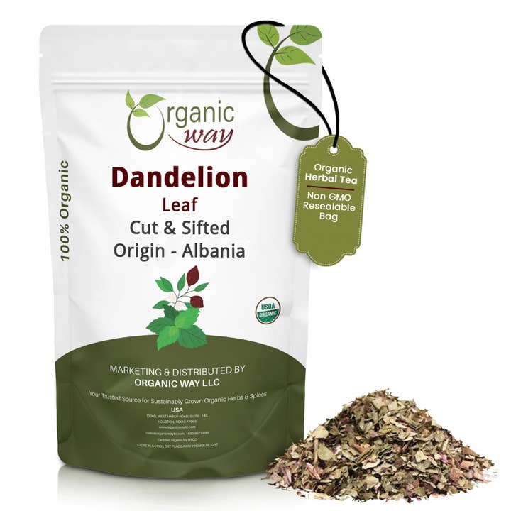 Dandelion Leaf (Taraxacum Officinale) Cut & Sifted - Herbal Tea | European Wild-Harvest | Kosher & USDA Certified | Vegan, Non-GMO & Gluten Free | 100% Raw from Albania for wholesale by Organic Way LLC