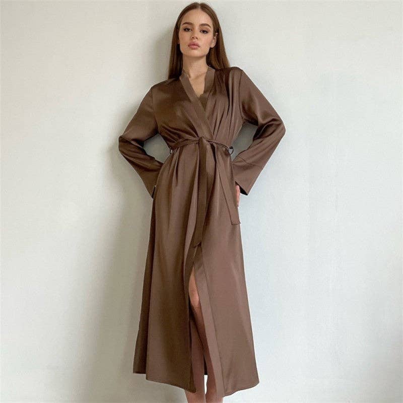 UZ Wholesale Store - Wholesale Badjas - Dames - Badjas met lange mouwen en strikceintuur aan de zijkanten8