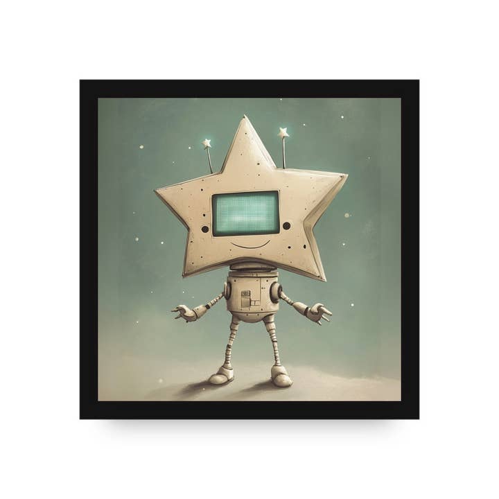 Robot Star Framed Canvas by Dancing Littles Jungle for wholesale by Dancing Littles Jungle