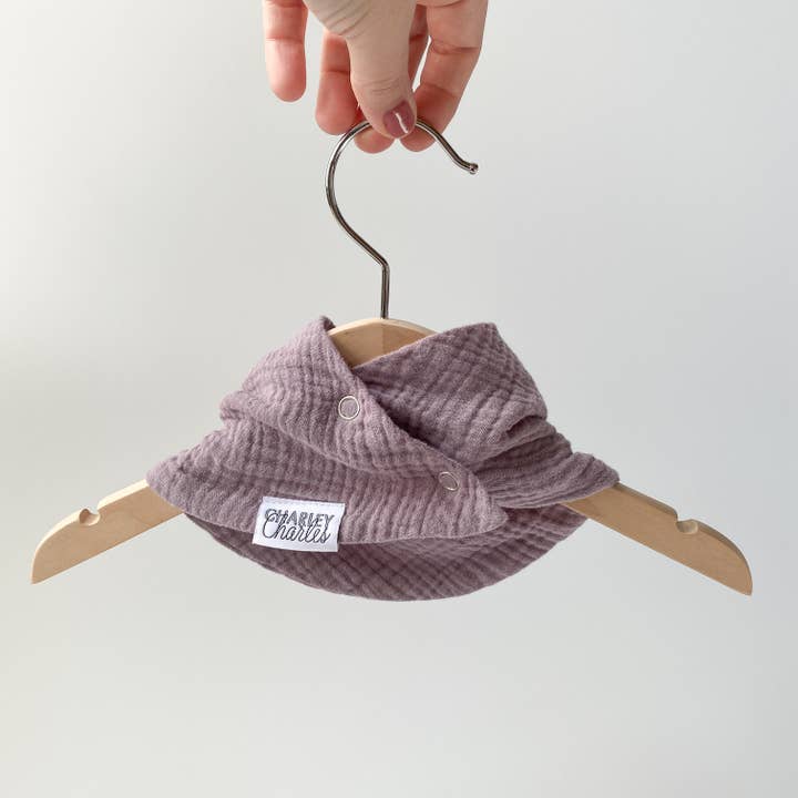 Charley Charles - Wholesale Bib - Baby - DUSTY PURPLE Lightweight Cotton Gauze Baby Scarf Bib1