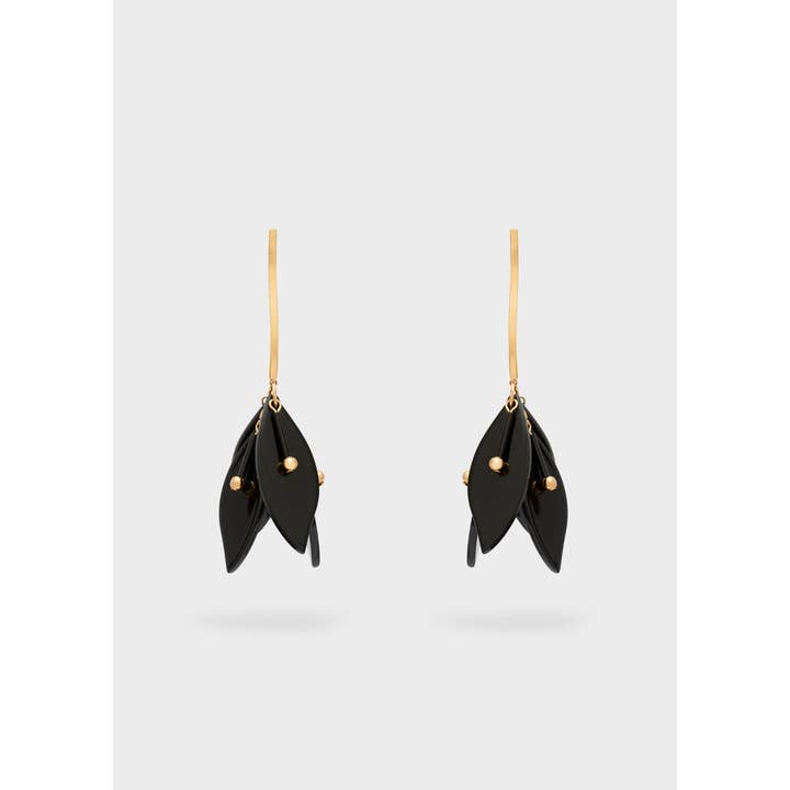 NALI' - Wholesale Dangle Earrings - FLOWER PENDANT EARRINGS IN RESIN GOLD\BLACK - N641