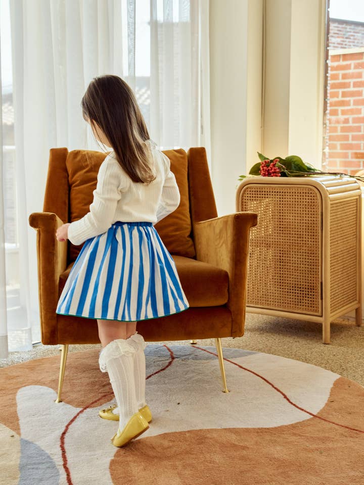 ToTo Heros - Wholesale Skirt - Kids - Blue Striped Pleated Skirt6