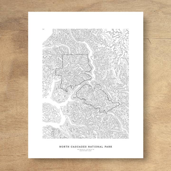 North Cascades National Park Topographic Map Art Print for wholesale by Topographia Design