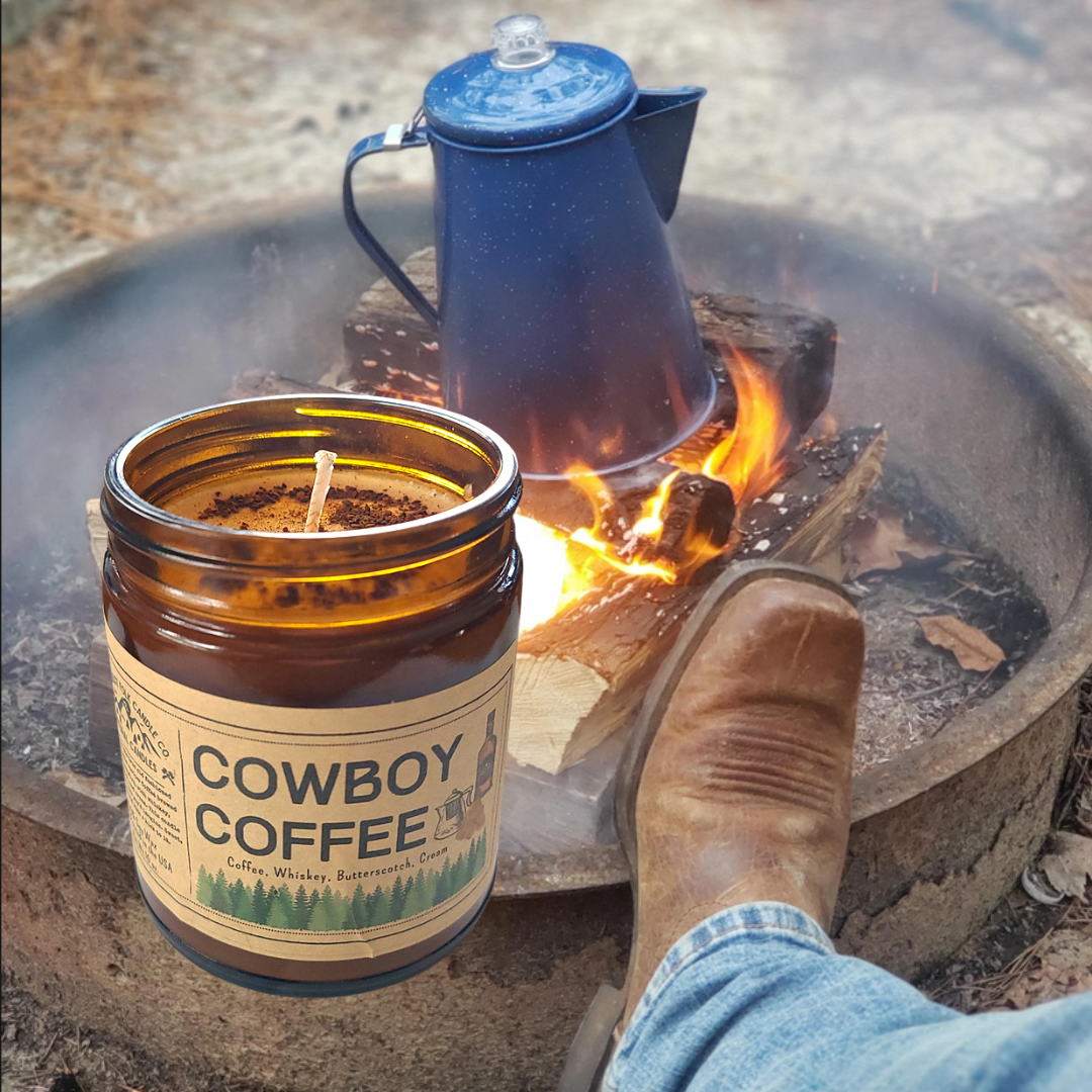 Wanderlust Folk - Vente Bougie en bocal - Bougie Cowboy Coffee en cire de soja 100 % fabriquée aux USA1