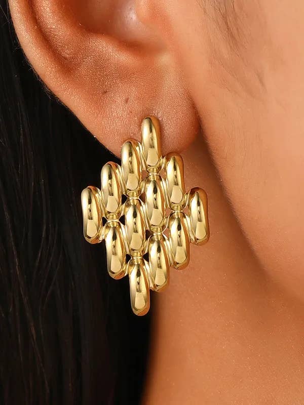 Gold Plated Woven Gold Stud Earrings for wholesale by KMs GEMs