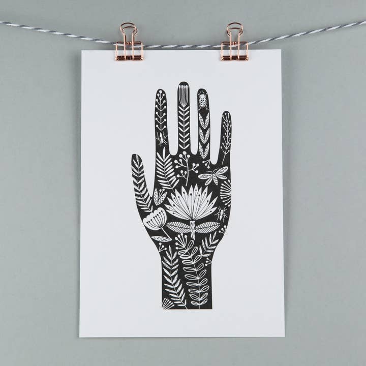 A5 art print - tattooed hand for wholesale by Maggie Magoo Designs