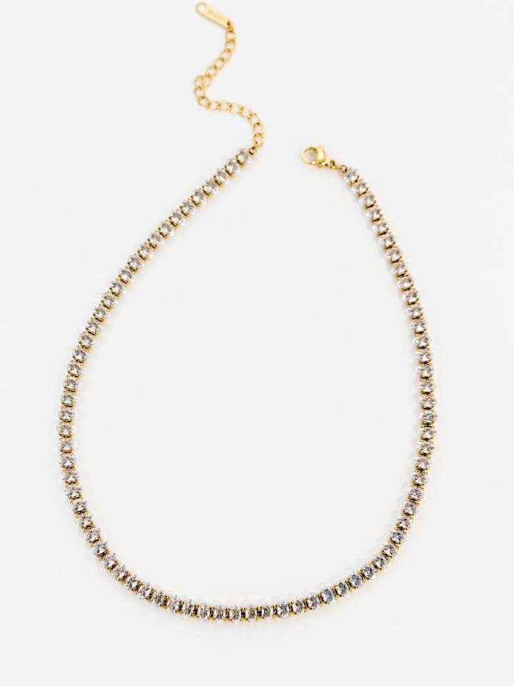 Oval Stone Tennis Necklace for wholesale by Lovoda