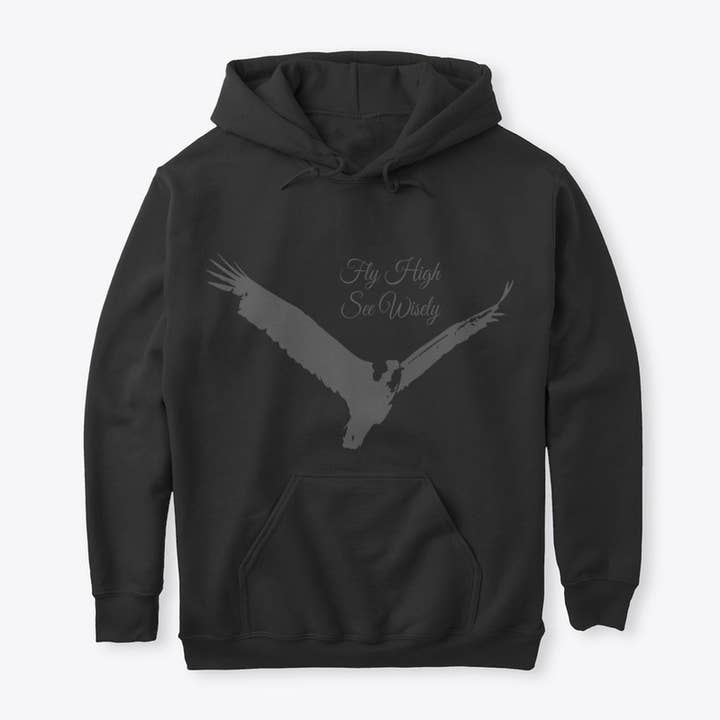 Hoch fliegen, siehe klug Premium Pullover Hoodie Grau für den Großhandel von Fly High See Wisely Store