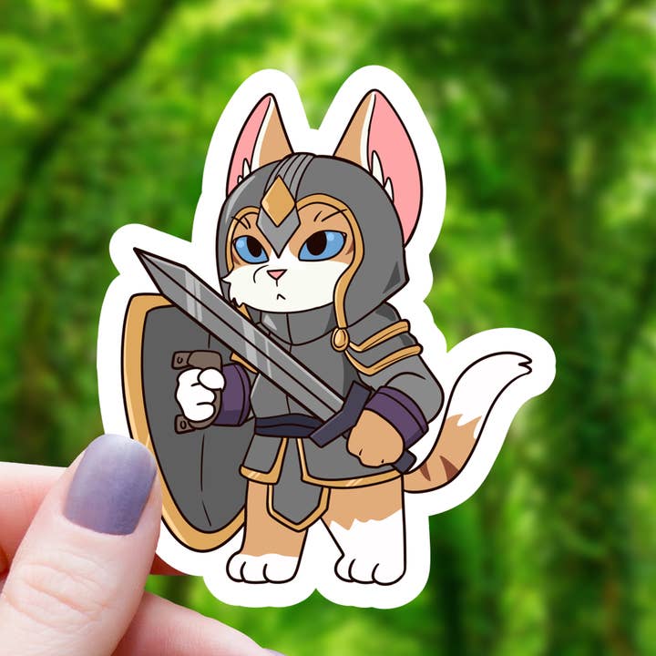 Cat Paladin TTRPG Class Sticker - 3" for wholesale by Mimic Gaming Co