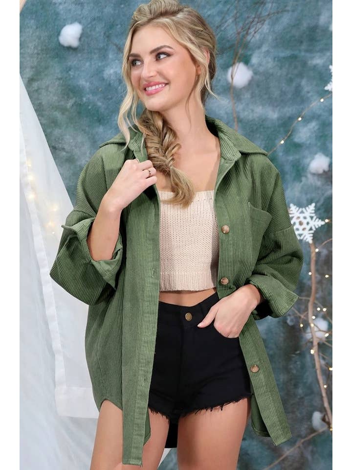 Rosa Clothing - Wholesale Shirt Jacket/Shacket - Women's - Oversized boxy corduroy shirt jacket Shacket13