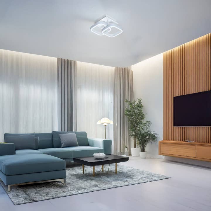 Happy Homewares – wholesale Chandelier/hanging light – Contemporary Compact Double Head 40w LED Ceiling Light Fitting in Matt White6