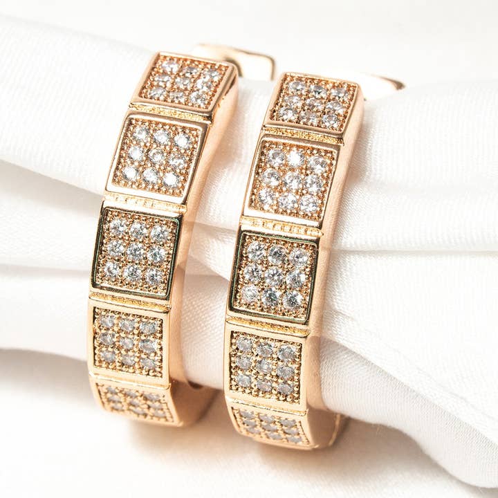 Horizon Edge Zirconia Hoop Earrings for wholesale by Harma