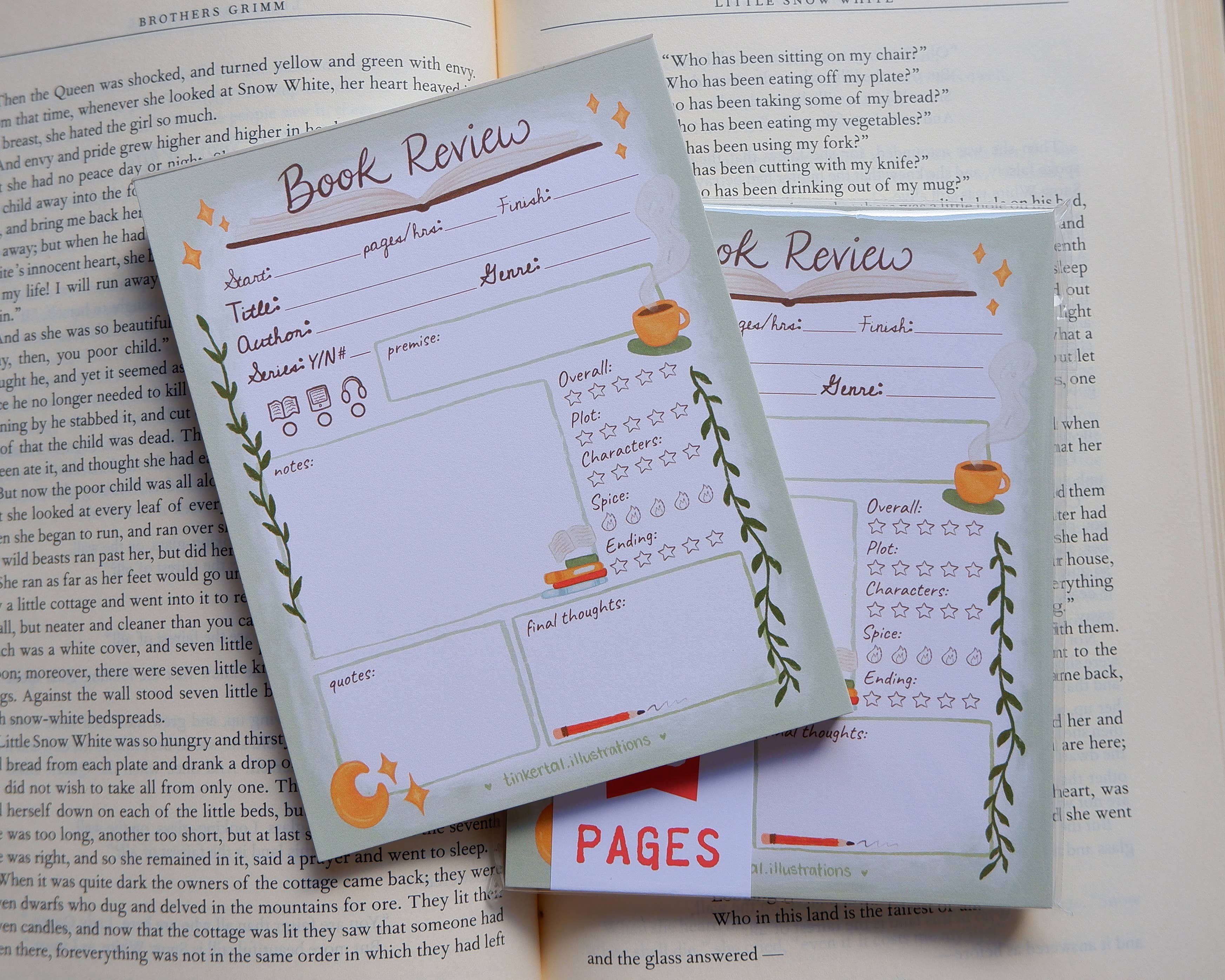 TinkerTal Illustrations - Wholesale Notepad - Book Review Notepad2