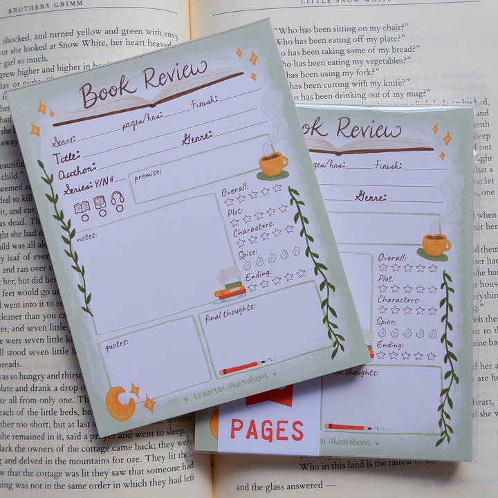TinkerTal Illustrations - Wholesale Notepad - Book Review Notepad2